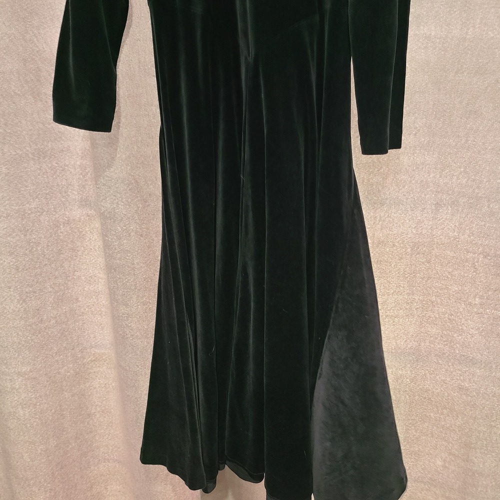 Devi Black Velvet Long Sleeve Midi Dress 8152 Rayon Scoop Neck Womens Medium - Picture 7 of 12